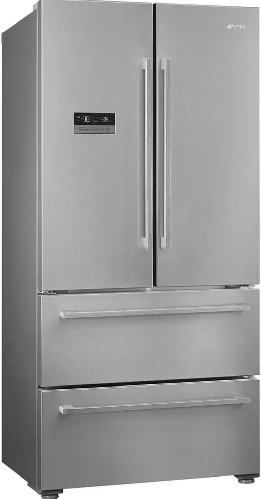 SMEG FQ55FXDE Отдельностоящий холодильник с французской дверью, 84 см, эффект нержавеющей стали