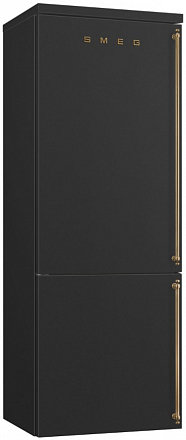 SMEG FA8005LAO5 Отдельностоящий холодильник, 70 см, антрацит, фурнитура латунная, петли слева