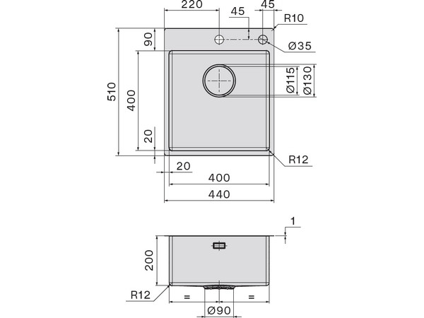 Мойка Falmec SGA4000F.00#SSF 440x510