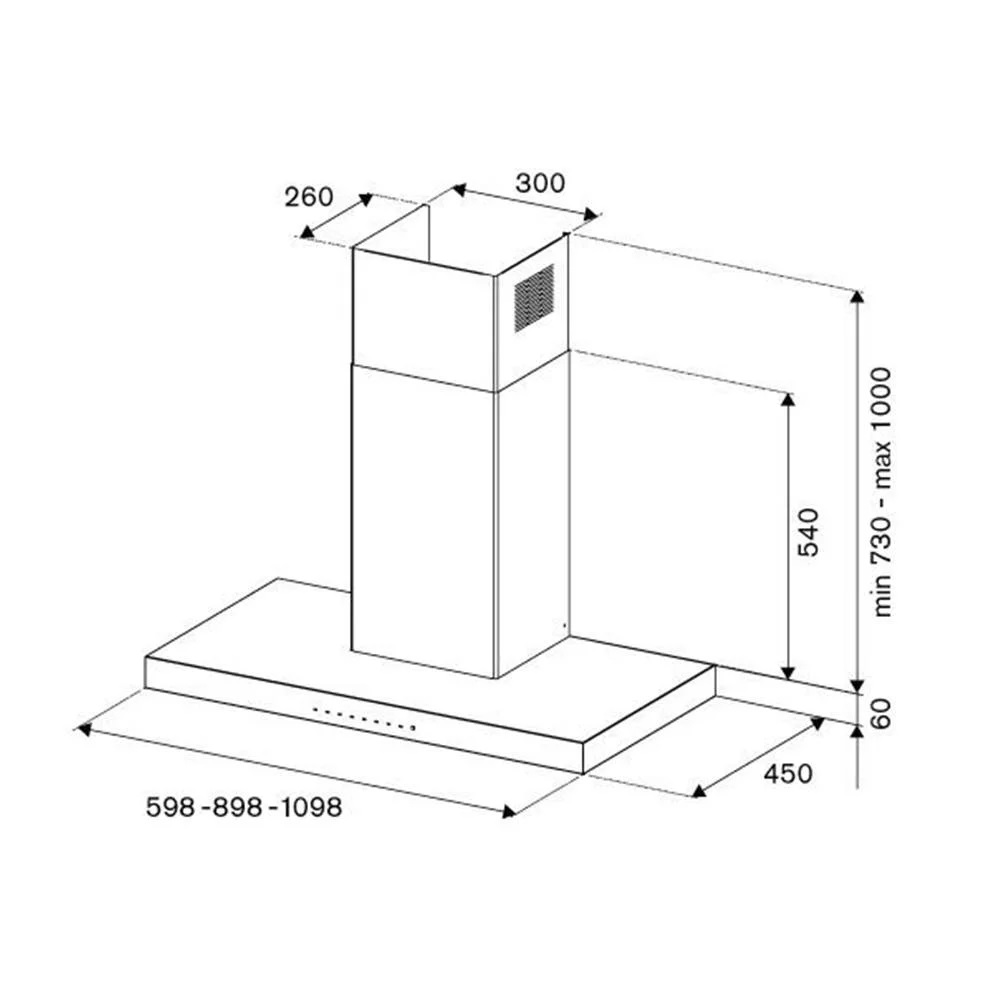Настенная вытяжка из нержавеющей стали 60 см, Master KT60P1XV