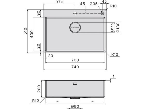Мойка Falmec SGA7000F.00#SSF 740x510